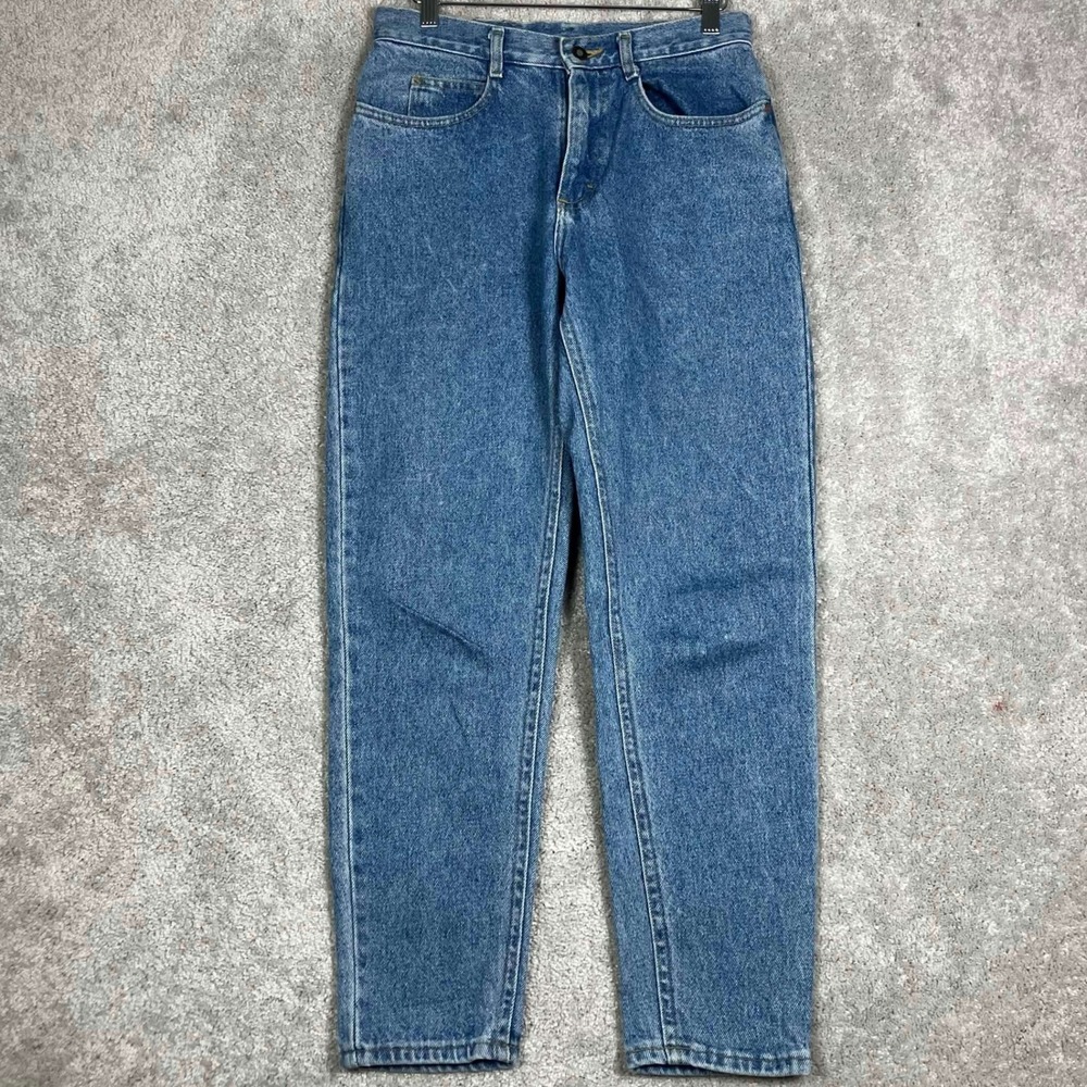 Vintage Lee Jeans Women 9PET (Fits 28x27) Blue High Rise Tapered Leg Mom USA 80s